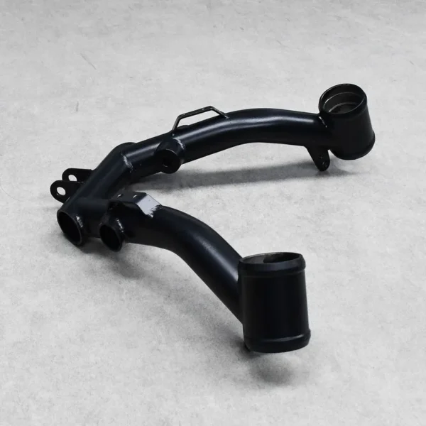 Showcase of a black heavy-duty control arm for improved suspension handling.
