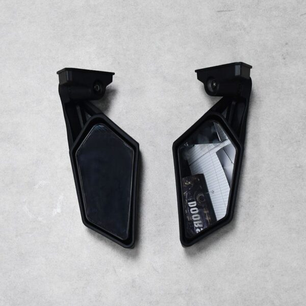 A pair of UTV mirrors designed for enhanced visibility and off-road safety.
