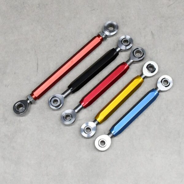 Adjustable sway bar links available in five different colors for off-road vehicles.