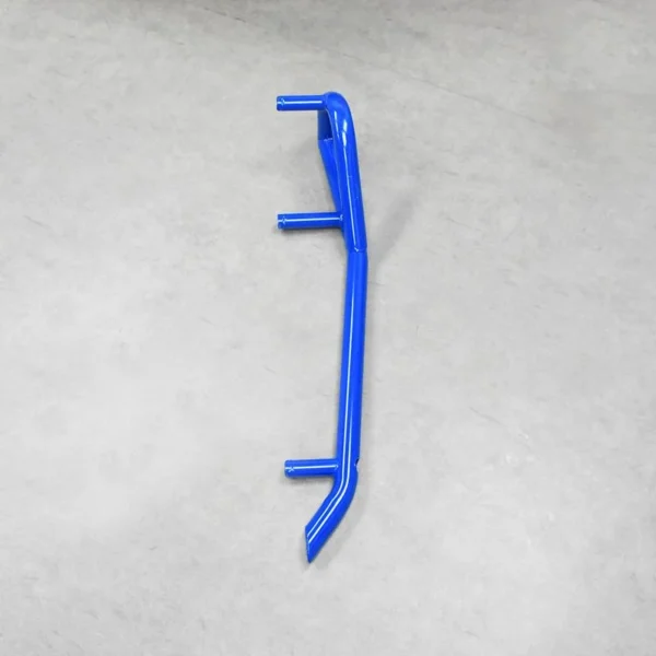 Side view of the blue nerf bar for the Polaris RZR, designed for durability and stability.