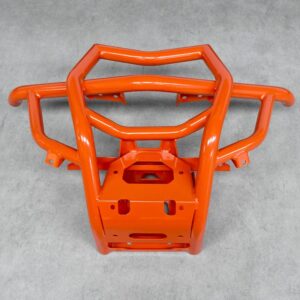 Front view of the orange Can-Am Maverick X3 bumper, offering superior protection and durability.