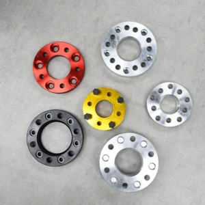 Custom wheel spacers in various colors, offering a blend of aesthetics and performance.