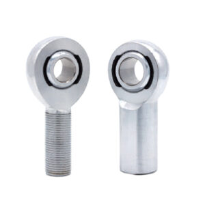 Self-lubricating rod end in metric sizes, offering smooth operation and reduced friction for suspension systems.