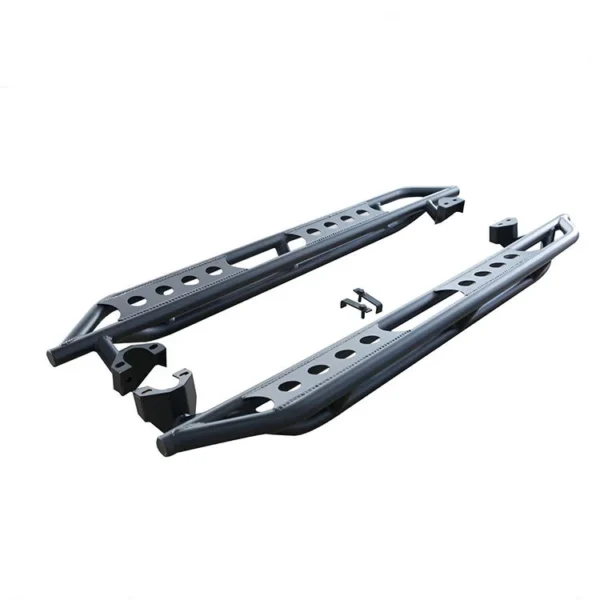 A pair of all-steel build running boards, designed for enhanced strength and durability in off-road vehicles.