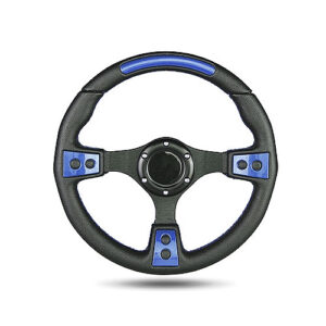 Custom-wrapped 6-bolt vehicle steering wheel, providing improved grip and comfort for a wide range of vehicles.