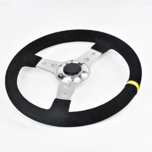 3-spokes racing steering wheel, designed for improved control and performance in motorsport applications.