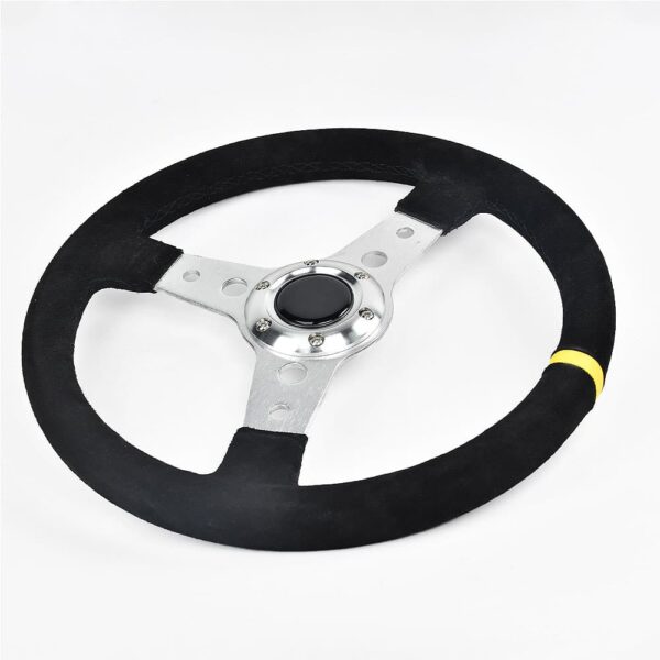 3-spokes racing steering wheel, designed for improved control and performance in motorsport applications.