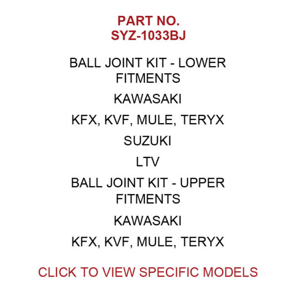 SYZ-1033BJ Ball Joint for Kawasaki and Suzuki