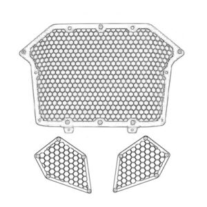 Aluminum front grille for Polaris RZR Pro R and Turbo R, offering enhanced protection and style.