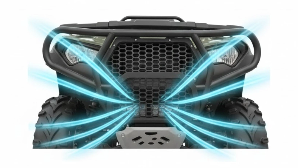 ATV front grille designed for optimal airflow.