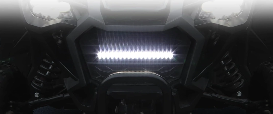 ATV front grille featuring integrated LED light bar for enhanced visibility.