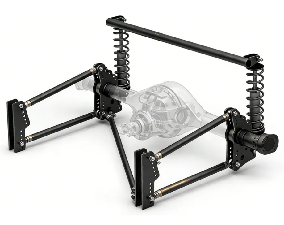 Drag race 4-link suspension technical drawing
