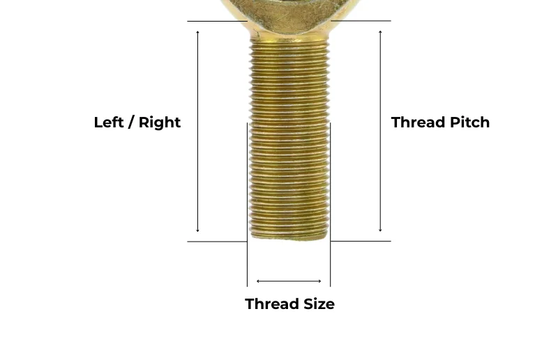 Heim joint thread size and pitch