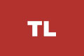 TL logo: white letters on a red square background (branding mark).