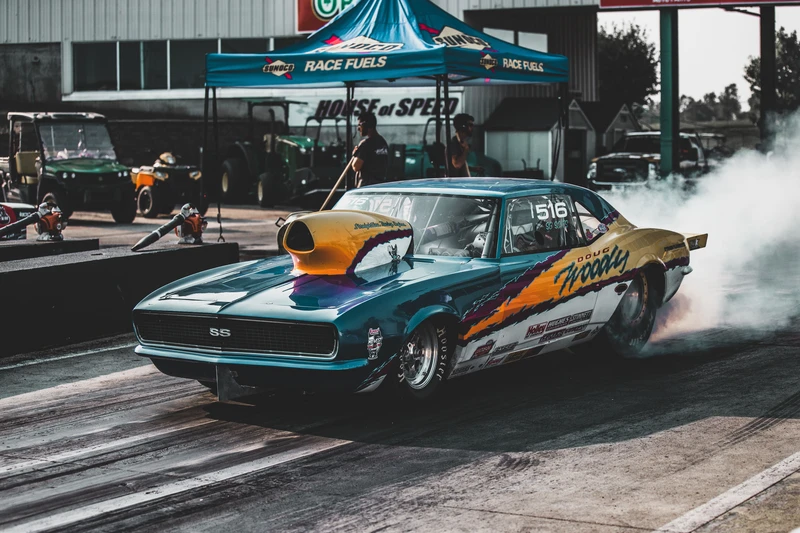 Drag racing car built for straight-line motorsport chassis loading